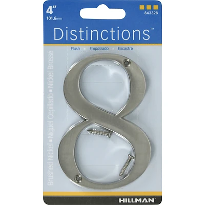 Hillman 843328 Distinctions House Address Number 8, Brushed Nickel, 4-In.