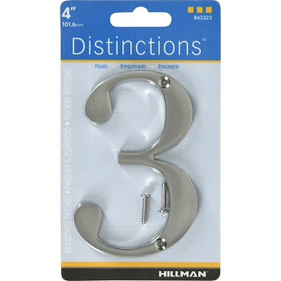 Hillman 843323 Distinctions House Address Number 3, Brushed Nickel, 4-In.
