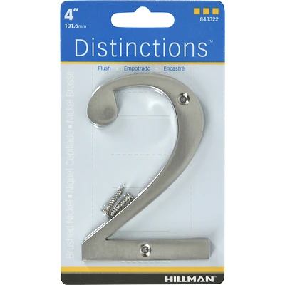 Hillman 843322 Distinctions House Address Number 2, Brushed Nickel, 4-In.