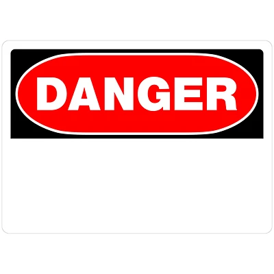 Danger Sign, Red/Black Polyethylene, 10 x 14-In.