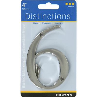 Hillman 843326 Distinctions House Address Number 6, Screw-In, Brushed Nickel, 4 In.