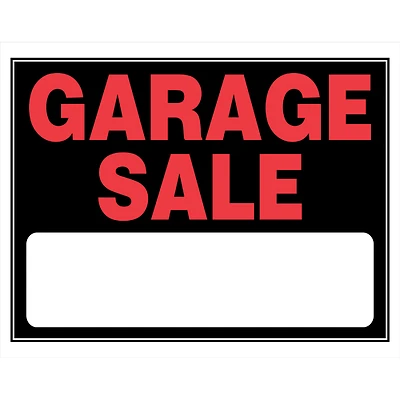 Hillman 840032 Garage Sale Sign, Hy-Glo Orange/Black Plastic, 15 x 19 In.