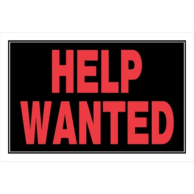 Hillman 839894 Help Wanted Sign, Black and Red, 8 x 12-In.