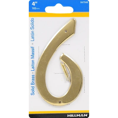 4 in. Solid Brass Number 6