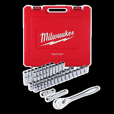 Milwaukee 48-22-9010 1/2 In. Drive 47-Piece SAE/Metric Ratchet Socket Set