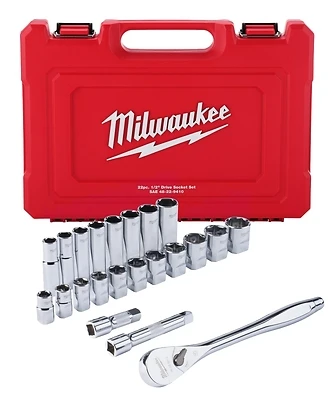 1/2 In. Drive 22-piece Sae Ratchet & Socket Set With 90-tooth Ratchet