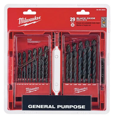 Milwaukee Thunderbolt 48-89-2802 Drill Bit Set, 29-Piece, Steel, Black Oxide