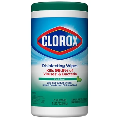 Clorox 01656 Fresh Scent Disinfecting Wipes, 75-Count