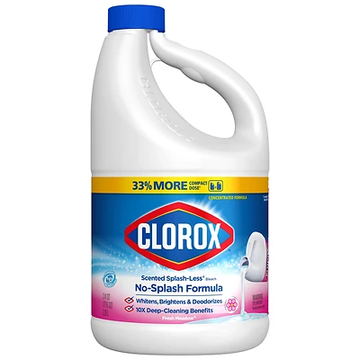 Clorox Splash-Less 32387 Bleach, 77 oz, Bottle, Liquid, Fresh Meadow