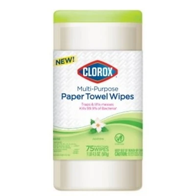 Clorox 32579 Multi-Purpose Wipes, Jasmine Scent, 75-Count