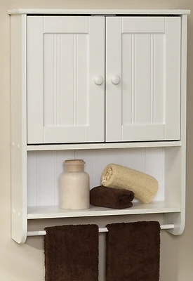 Country Cottage Tank Topper Cabinet with Towel Bar, White, 21-5/8 x 25-3/4 In.