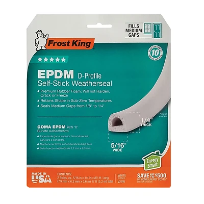 Frost King V25WA Extreme Rubber Weatherseal, 5/16 In. W x 17 Ft.