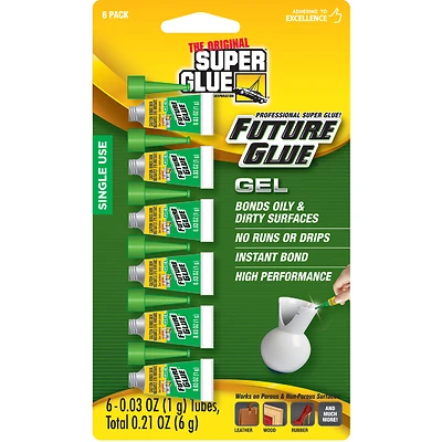 Super Glue 11710005 Future Glue Gel, 1-gm Single Use Tubes, 6-Pk