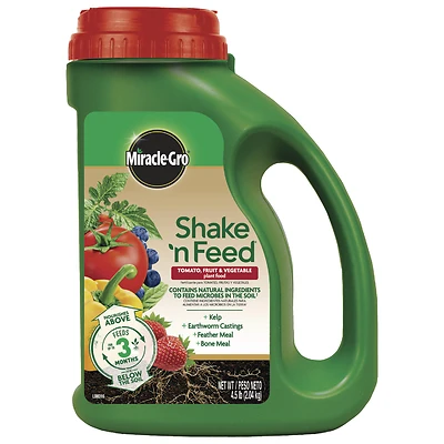 Miracle-Gro 3002610 Shake 'N Feed Tomato, Fruit & Vegetable Plant Food, 4.5 Lbs.