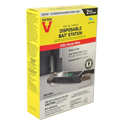 Victor M914 Mouse Bait Station, 1.5 oz Bait, 2-Opening, Plastic