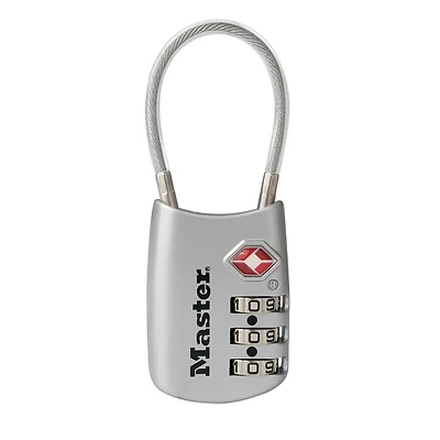 Master Lock 4688D Luggage Lock, Keyless/Non-Keyed Key, 1/8 in Dia Shackle, 1-1/2 in H Shackle, Steel Shackle, Metal Body