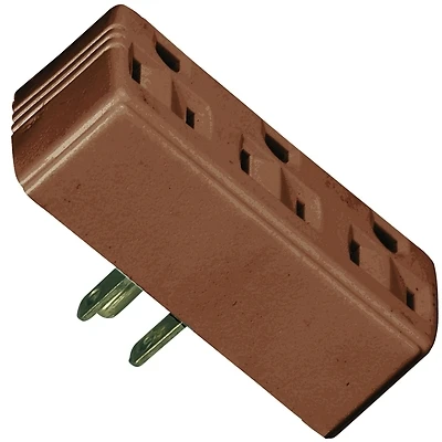 1147b-box Brown 3-outlet Grounding Adapter, 125v 15a, High Impact Plastic