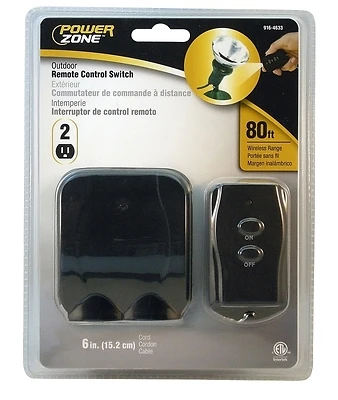 Powerzone TNOREM02 Remote Control Timer, 2 Outlets, 80 Ft Range
