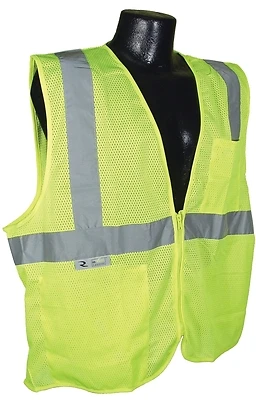 Radians SV2Z-L Class 2 Safety Vest, Large, Lime Green, Zipper