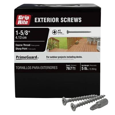 Grip-Rite PrimeGuard Ten #6 x 1-5/8-in Gray Polymer Deck Screws (5-lbs)