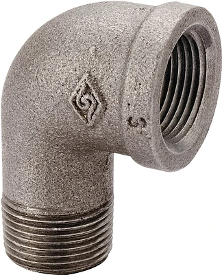 Prosource 6-3/8B Black Malleable Iron Street Elbow, 3/8 In, 90 Deg, FIP x MIP