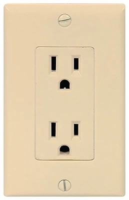 Eaton C1507V Duplex Receptacle, 15A, 125V, Ivory