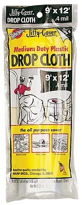 Warp's PC-72 Plastic Drop Cloth, 9 Ft x 12 Ft, 0.4 Mil, Clear