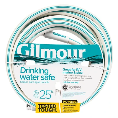 Gilmour 1066003 RV/Marine Drinking Water Safe Hose, 5/8 In. x 25 Ft.