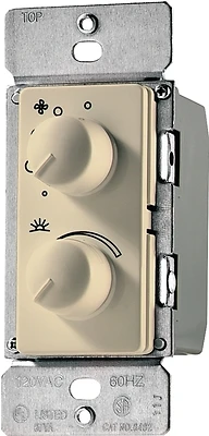 Rdc15-v-k 4-speed Fan Control And Rotary Dimmer, Ivory