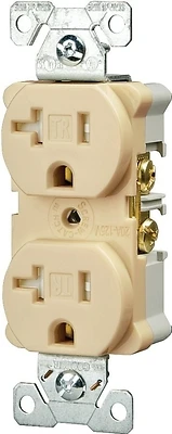 Eaton TWRBR20V Duplex Receptacle, 20A 125V, Tamper/Weather Resistant, Ivory