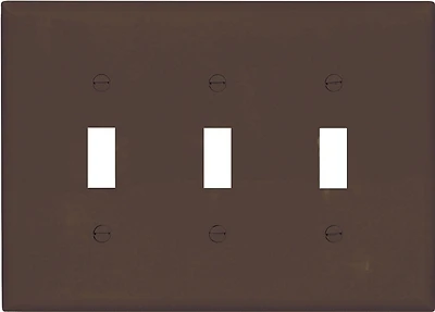 Eaton PJ3B Toggle Wallplate, 3-Gang, Polycarbonate, Brown, 15-Pack