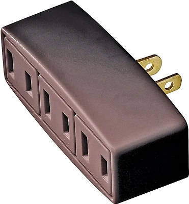 1747b-box 3 Outlet 2 Wire Tap Adapter - Brown, Non-grounding