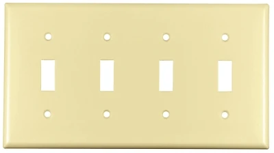 2154v-box 4-gang Standard Toggle Wall Plate, Ivory Finish