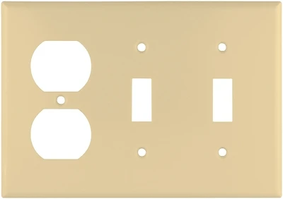 Eaton 2158V Ivory 3-Gang Wall Plate, Toggle Switch and Duplex Outlet