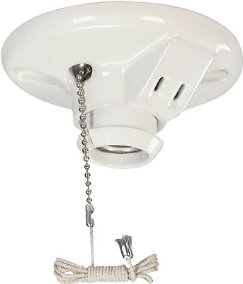 669-sp 4 Inch 2 Pole 2 Wire Pull Chain Lamp Holder With Outlet