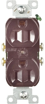Eaton Cooper CR15B Duplex Receptacle, 15A 125V, NEMA 5-15R, Brown