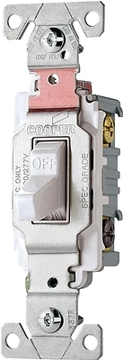 Eaton Cooper CS320W 3-Way Toggle Switch, 20A 120/277V, White