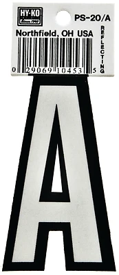 Hy-ko Ps-20/a Reflective Vinyl House Letter A, 3-1/4 In, Pack Of 10
