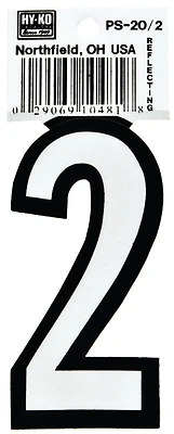 Hy-ko Ps-20/2 Reflective Vinyl House Number #2, 3.25 In, Weatherproof, Pack Of 10