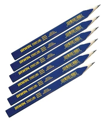 Strait-line 66302 Carpenter Pencils, Hard Lead, Flat Design, 7 In, 12 Pk