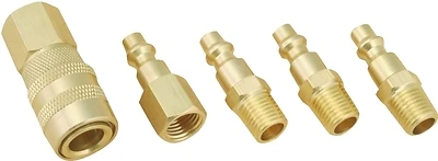 Simple Spaces DZA019 Hose Coupler Set, 1/4 In, 5-Piece Brass