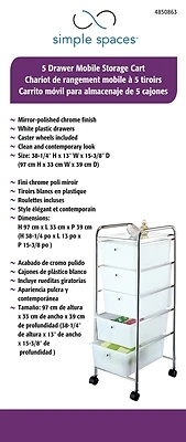 G005-ch 5-drawer Storage Cart With Chrome Frame