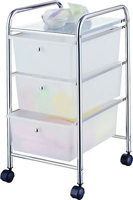 G003-ch 3-drawer Storage Cart With Chrome Frame And White Drawers