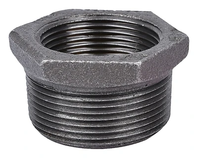 1-1/2" X 1-1/4" Black Hex Bushing, Malleable Iron, Model B241 40x32