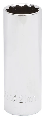 1/2 Drive Deep Socket 21mm 12 Point Chrome Vanadium Steel Mt6528982
