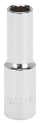 1/2 Inch Drive Deep Socket 12 Millimeter 12 Point Chrome Vanadium Steel