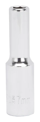 3/8 Inch Drive Deep Socket 7 Millimeter 6 Point Chrome Vanadium Steel
