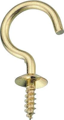 Lr394 Solid Brass Cup Hooks, 1-1/4 In, Pack Of 100