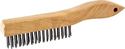 4" X 16" Shoe Handle Wire Brush With Steel Bristles And Hardwood Handle