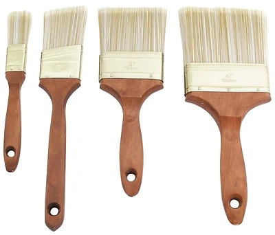 A 22040 4-piece Wood Handle Paint Brush Set - 1in, 2in, 3in, 4in